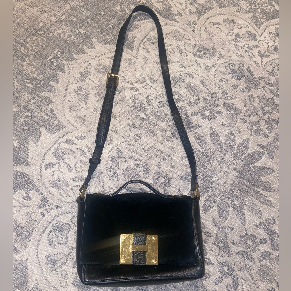 India Hicks Suede flap satchel